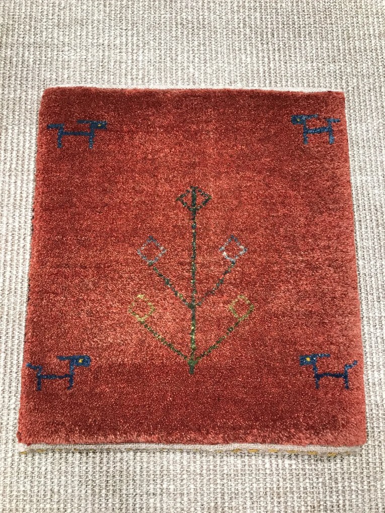 Gabbeh Tappeto 40x40 Rosso (Iran) Annodato A Mano