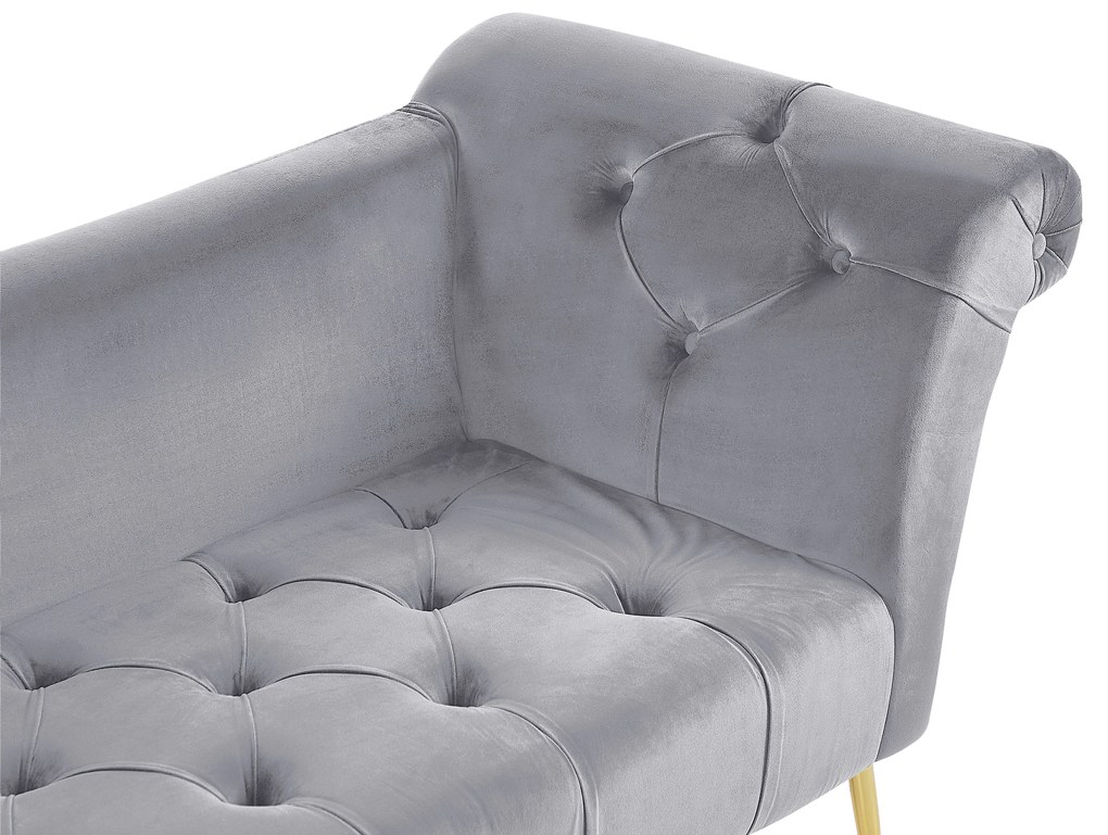 Chaise longue in velluto grigio chiaro NANTILLY Beliani