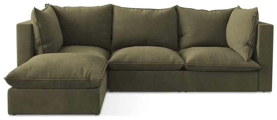 Divano angolare color kaki (con penisola a sinistra/con chaise lounge) Manao – Makamii