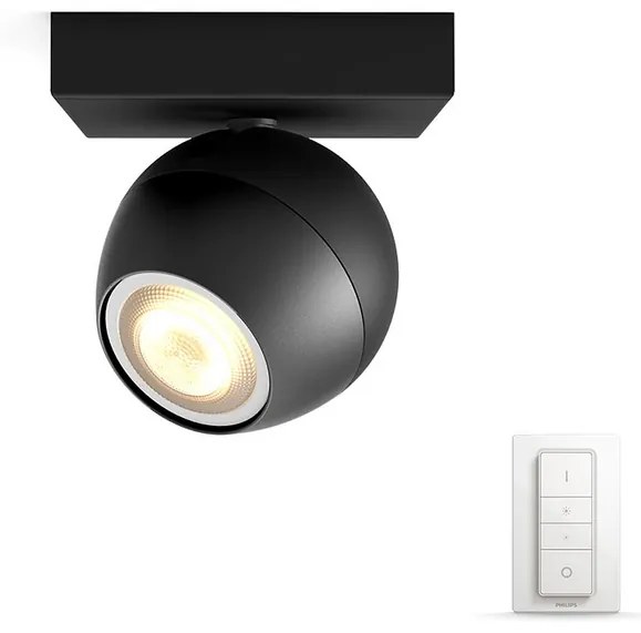 Buckram Plafoniera Single Spot m/Switch White Amb. Black - Philips Hue