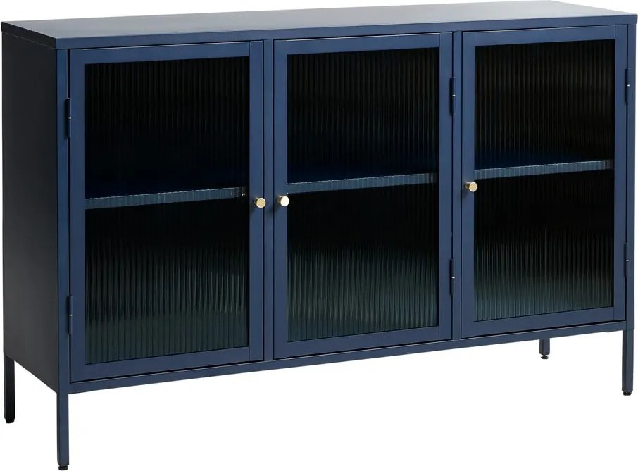 Vetrina in metallo blu Bronco, altezza 85 cm - Unique Furniture