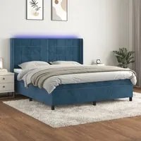 Letto a Molle con Materasso e LED Blu Scuro 180x200 cm 3139581