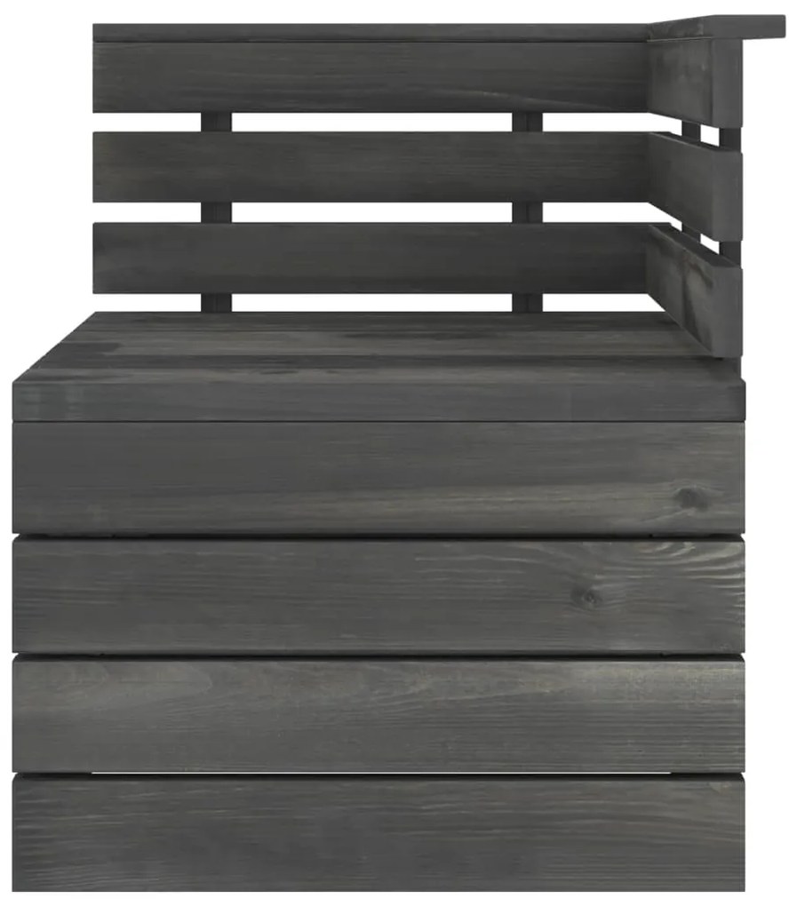 Set divani da giardino su pallet 3 pz legno pino grigio scuro