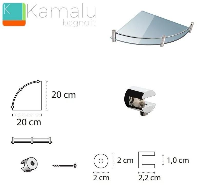 Kamalu - mensola bagno in vetro semicircolare 20cm vitro-10