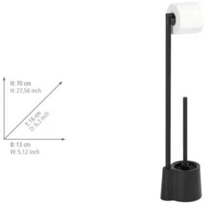 WENKO 23804100 - Scopino WC AVOLA 13x70 cm acciaio inox/nero