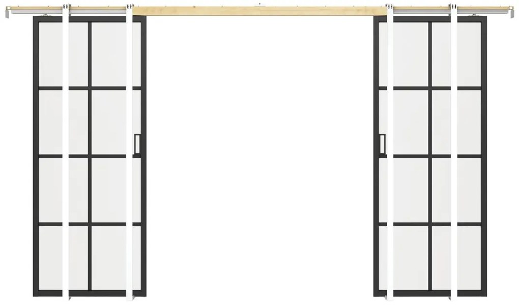 Porta scorrevole doppia con sistema a incasso in Alluminio e Vetro temperato 2 x H205 x L63 cm - WILDEN II