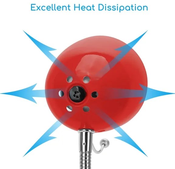 Aigostar - Lampada da tavolo con morsetto 1xE27/11W/230V rosso/cromo