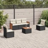 Set Divano da Giardino 6 pz con Cuscini Nero in Polyrattancod mxl 92963