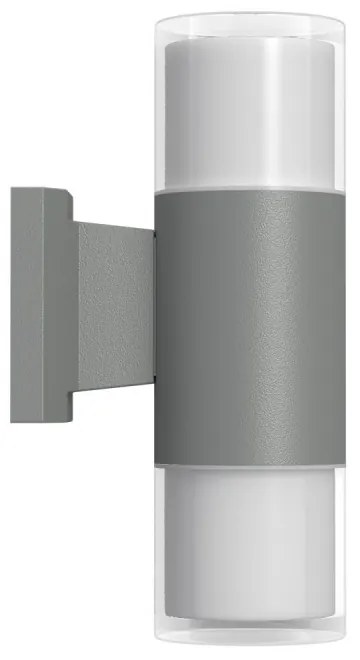Applique Cilindrica Bidirezionale Grigia, IP54 con 2 basi GU10 Base GU10