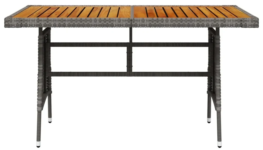 Tavolo giardino grigio 130x70x72cm polyrattan e massello acacia