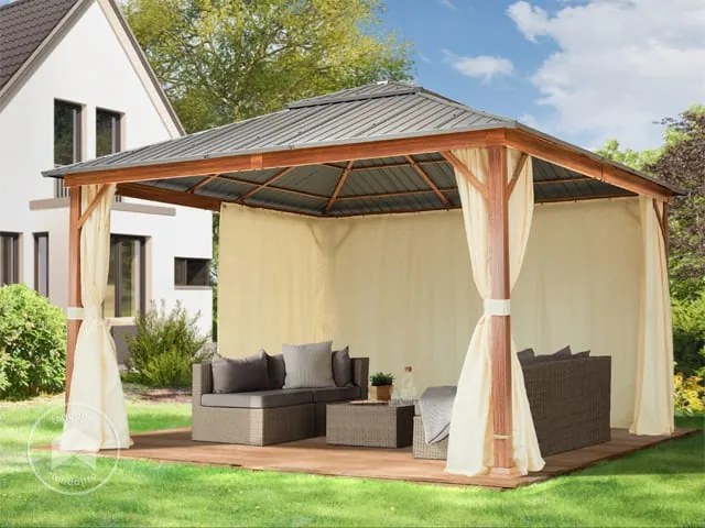 TOOLPORT Gazebo da giardino Forest Superior crema, 4x4 m in look rovere - (300188)