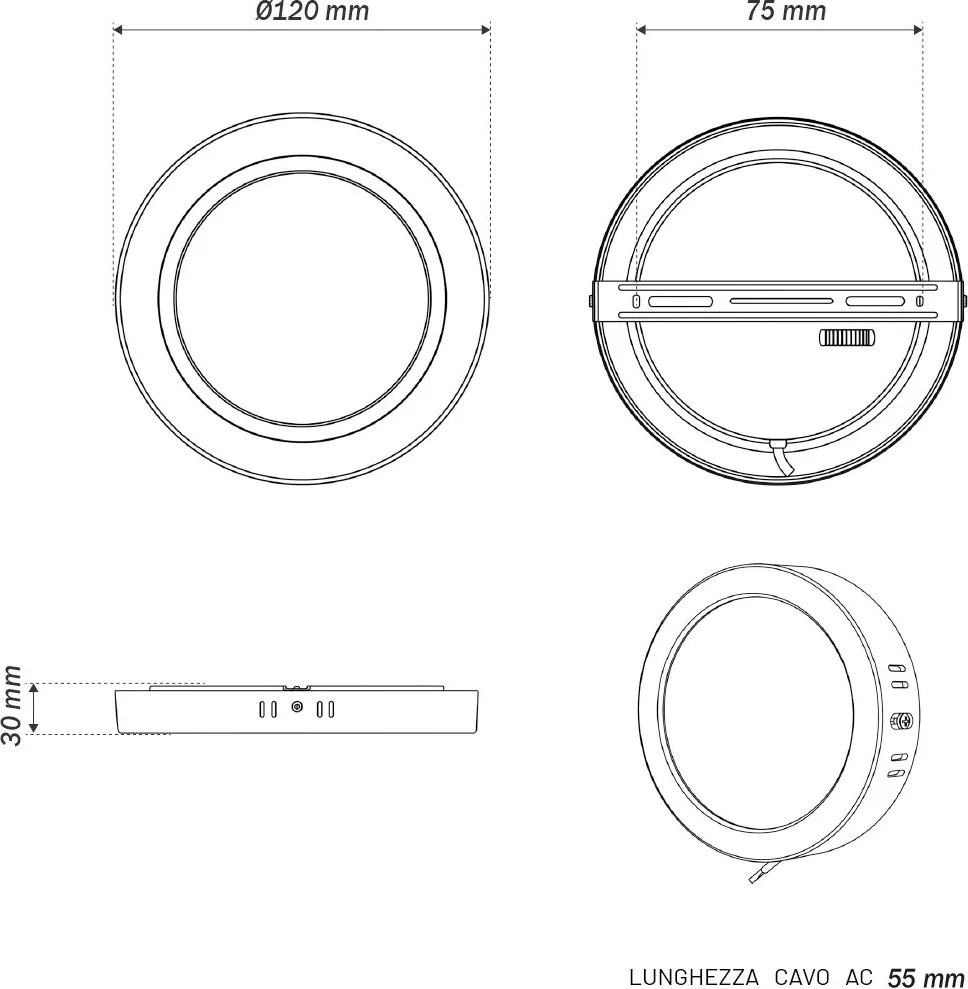 Plafoniera LED Rotonda 6W Ø120mm CCT Bianco Variabile - LEDISENS Colore Bianco Variabile CCT