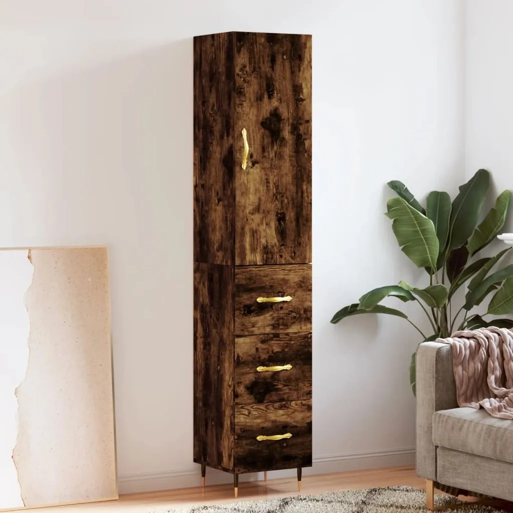 Credenza Rovere Fumo 34,5x34x180 Cm İn Legno Multistrato /