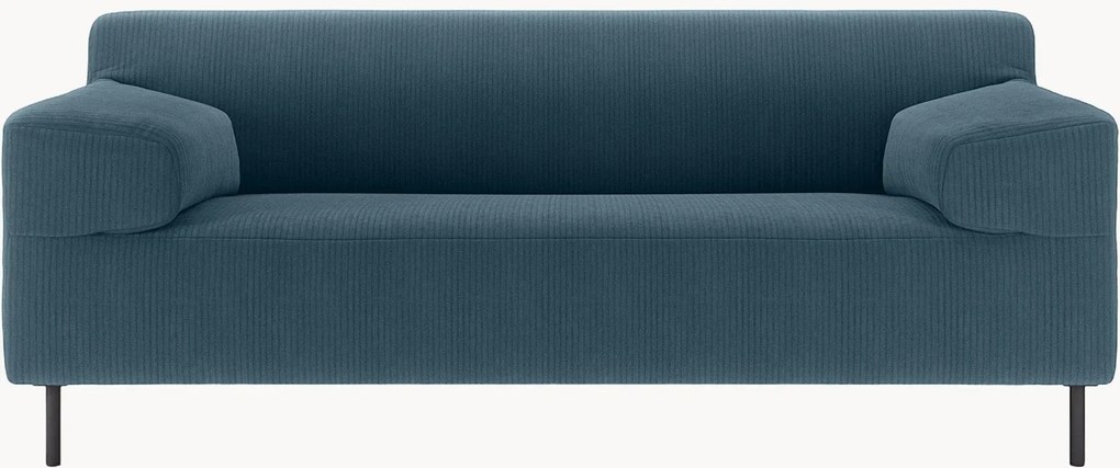 Divano 2 posti in velluto a coste blu navy/nero freistil180, larg. 182 cm
