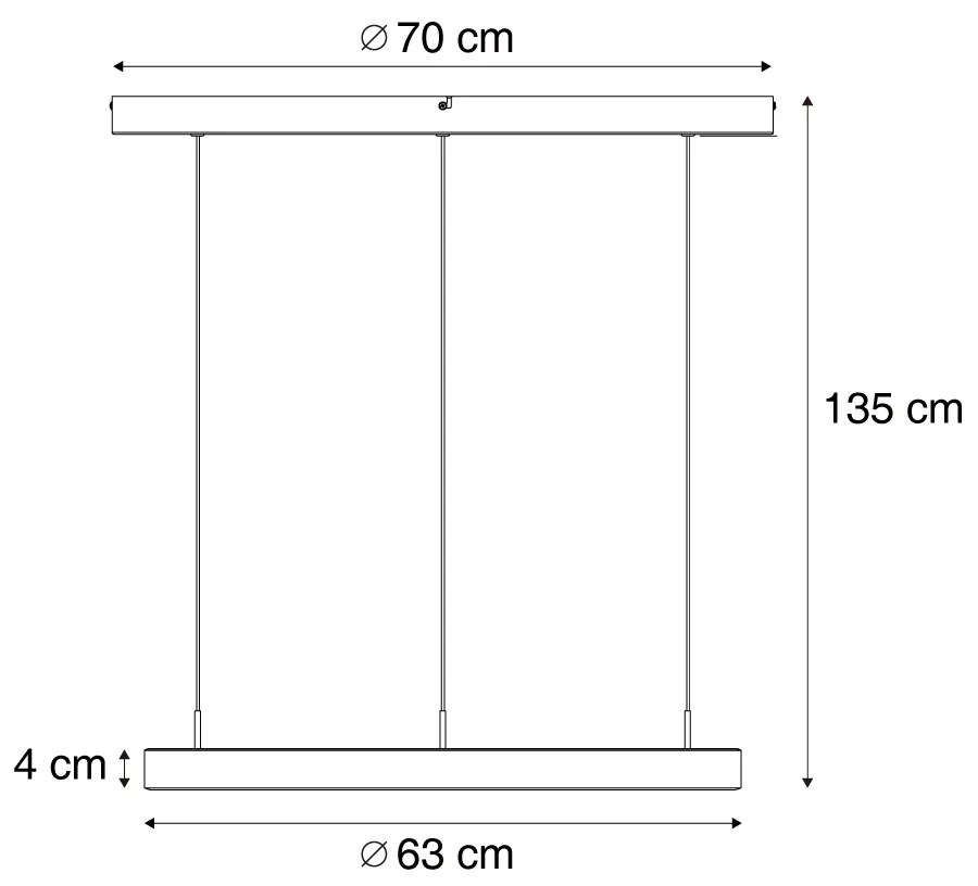 Lampada a sospensione di design bronzo scuro dimmerabile a 3 fasi Easylift - Titmus