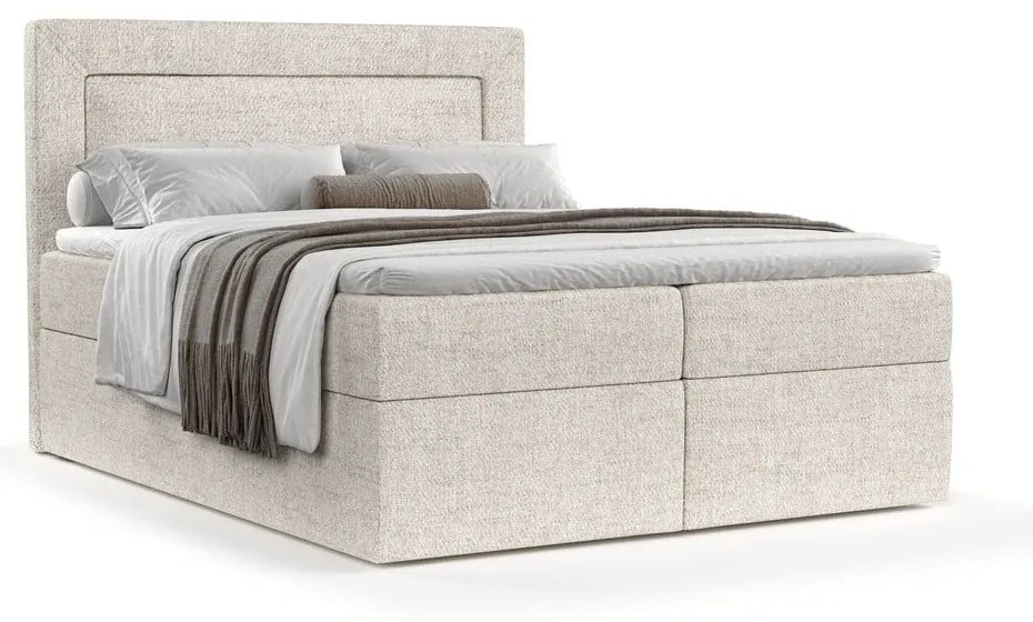 Letto boxspring crema con contenitore 200x200 cm Imagine - Maison de Rêve
