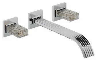 Treemme Kea RWIT7A60CCRO gruppo lavabo a muro 240mm con maniglie in cristallo trasparente senza parte incasso cromo