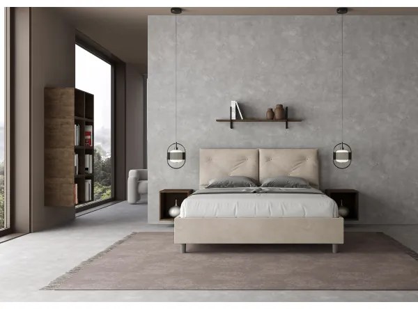 Letto contenitore da 160x190 in microfibra sabbia Appia