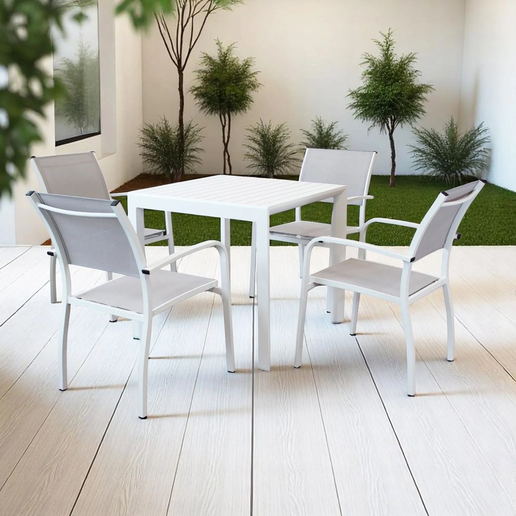 ALBEN - tavolo con struttura in alluminio 80 x 80