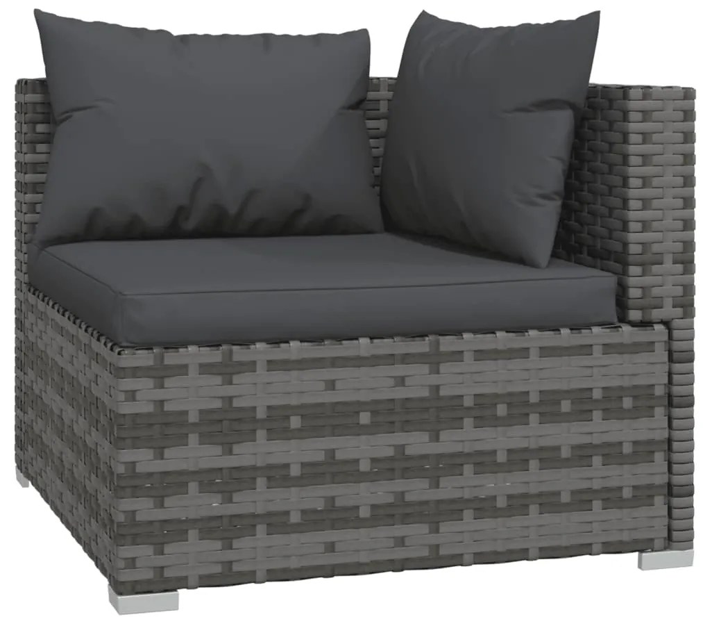 Set Divani da Giardino 5 pz con Cuscini in Polyrattan Grigio