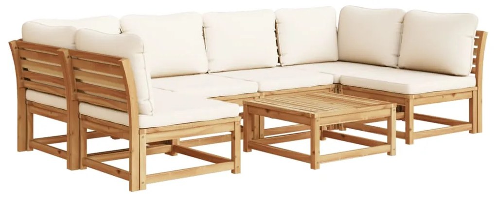 Set salotto da giardino 7 pz con cuscini legno massello acacia