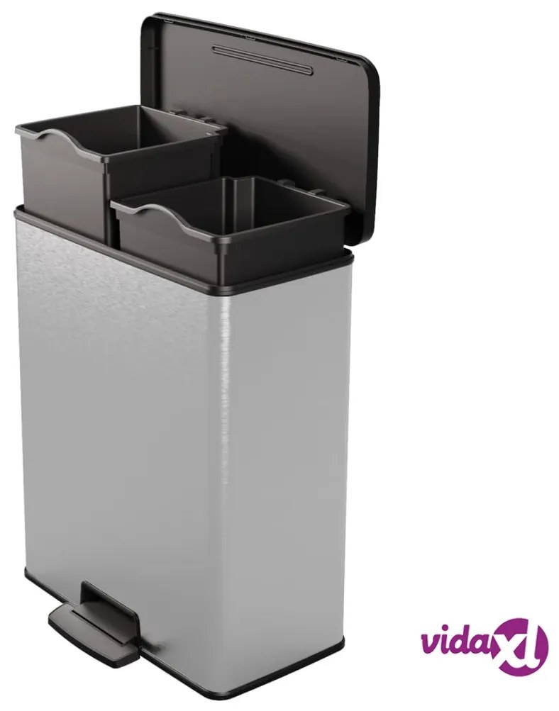 Curver Pattumiera a Pedale Doppia Deco 26L+26L Argento