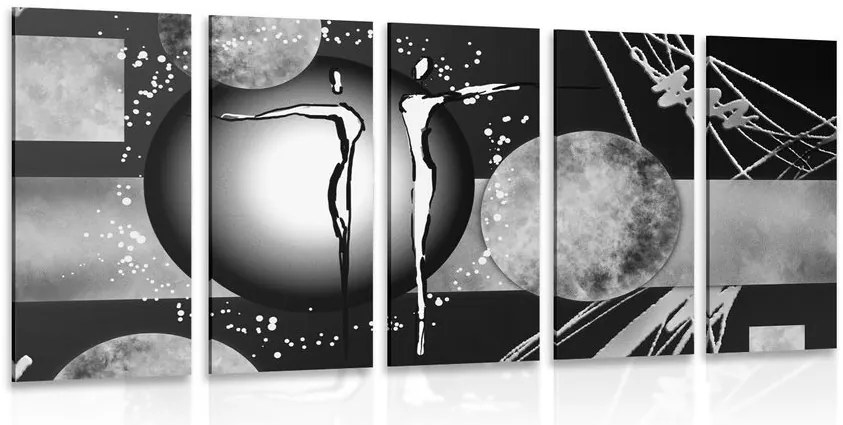 Quadri 5 pezzi – Coppia innamorata etnica in bianco e nero