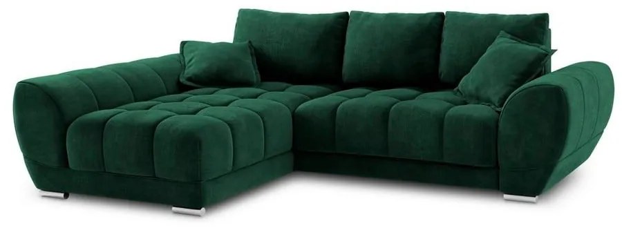 Divano letto angolare verde chiaro con rivestimento in velluto, angolo sinistro Nuage - Windsor &amp; Co Sofas