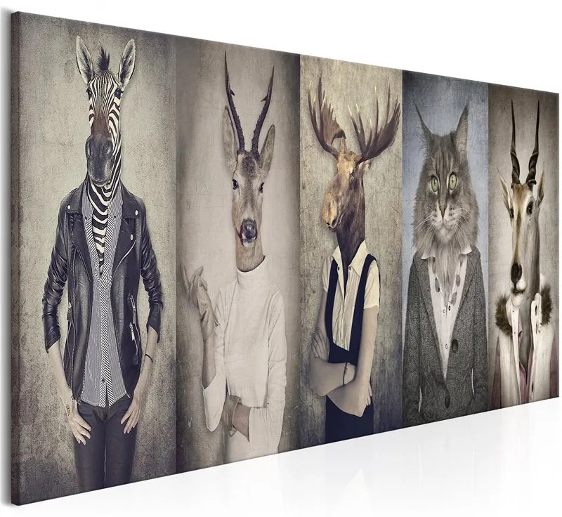 Quadro Animal Masks  Colore Bianco, Dimensioni e Misure 135x45