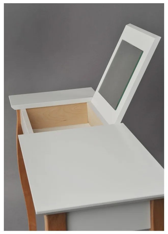 Tavolino da toilette bianco con specchio Tavolino da toilette, lunghezza 85 cm - Ragaba