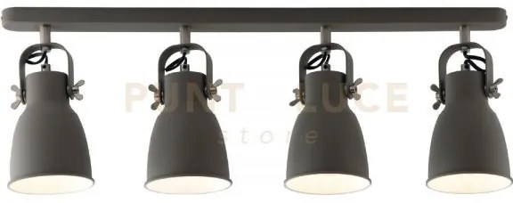 Applique a parete legend grigia e nickel 4 luci attacco e27 72x16x1...