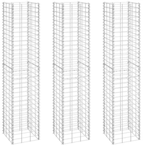 Fioriere Rialzate a Gabbione 3 pz 30x30x150 cm in Ferro