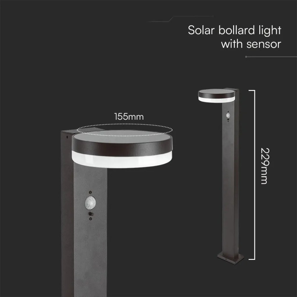 Piantana Solare LED 5.5W con Sensore PIR IP54 Luce Calda 3000K