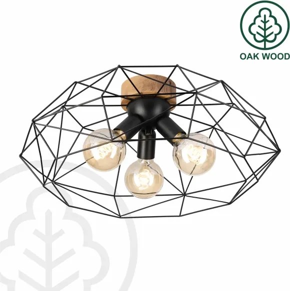 Brilagi - Plafoniera WOODY BASKET 3xE27/60W/230V Ø 60 cm rovere