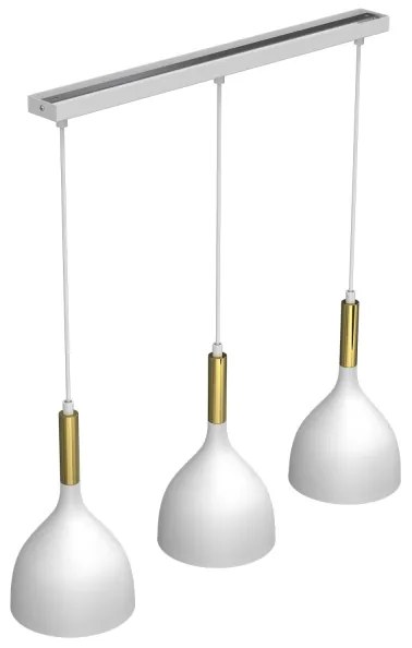 Lampadario a sospensione con filo NOAK 3xE27/60W/230V bianco/oro