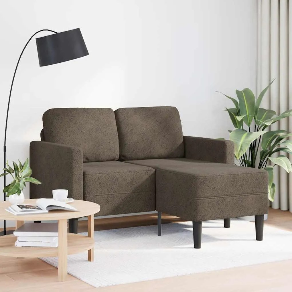 Divano 2 Posti Con Chaise A L Grigio Scuro 125 Cm İn Similpelle /