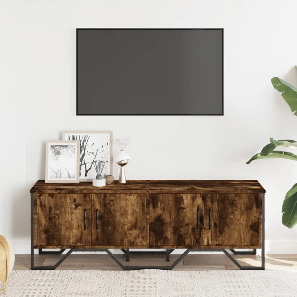 Mobile porta tv rovere fumo 122x34x41 cm in legno multistrato