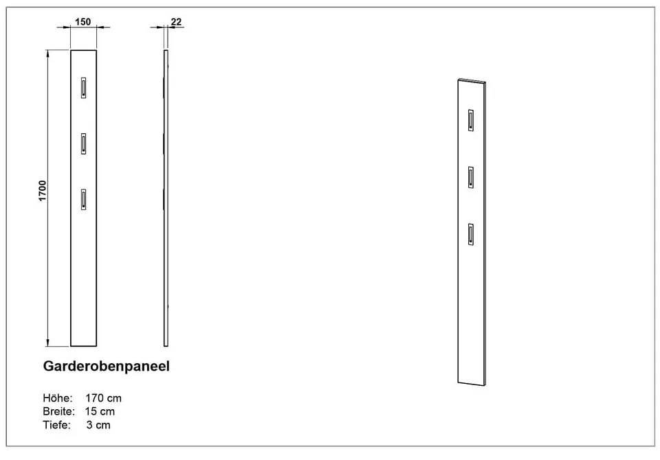 Appendiabiti da parete in legno di quercia Telde - Germania