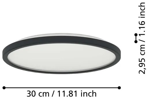 Eglo 901438-Plafoniera LED da esterno ROVITO 13,9W/230V diametro 30 cm IP44 nero