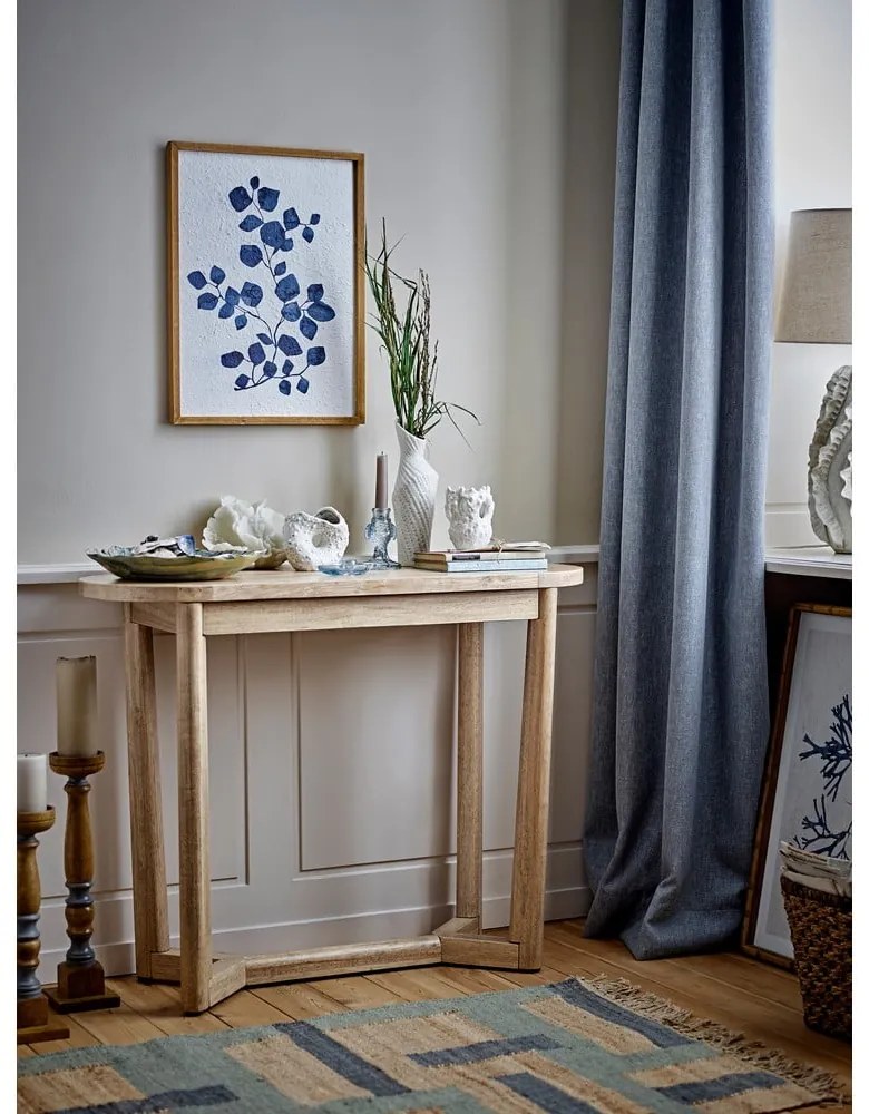 Tavolo consolle di colore naturale in legno di cauciù massiccio 35x100 cm Serrone – Bloomingville