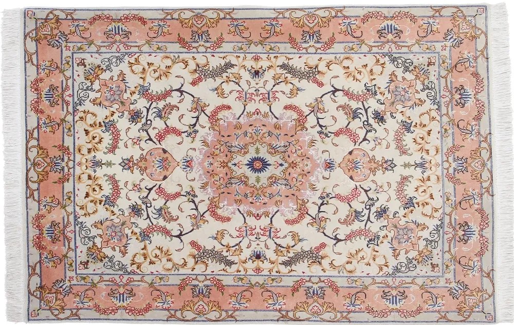 Tabriz Tappeto 100x150 Rosa (Iran) Annodato A Mano