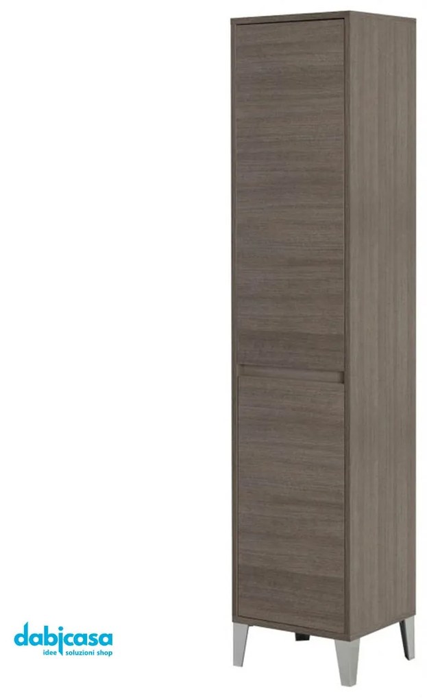 Colonna Portaoggetti "Mondo 2.0" Da 40 Cm Composto Da Due Ante Finitura Rovere Scuro