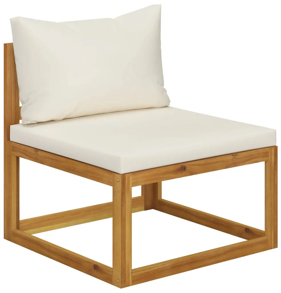 Set Divani da Giardino 3 pz con Cuscini Crema in Legno Acacia