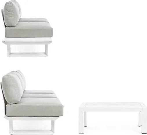 Salotto Angolare Da Esterno In Alluminio Con Cuscini E Tavolino Konnor Bianco Bizzotto