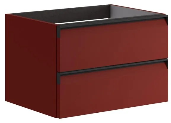 Mobile da bagno sospeso sotto lavabo L 59.5 x H 40 x P 45.5 cm bordeaux laccato opaco, 2 cassetti VISOBATH Fusion