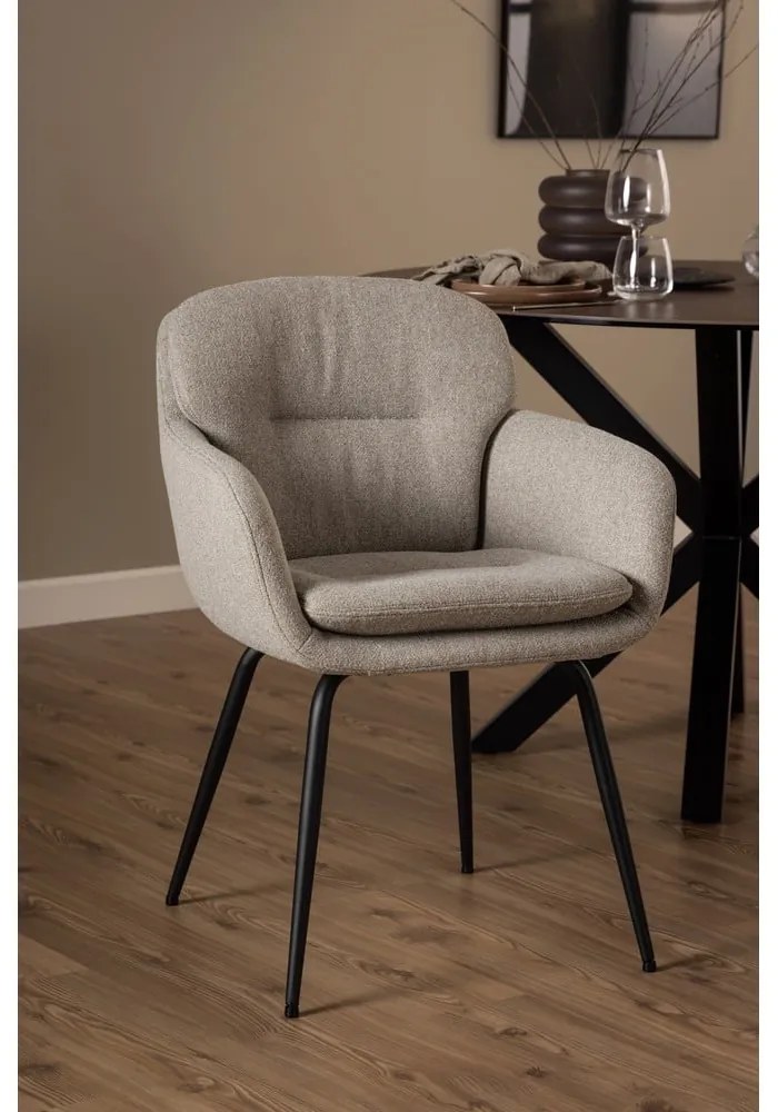 Sedia da pranzo beige in imbottito con braccioli Dora – Actona