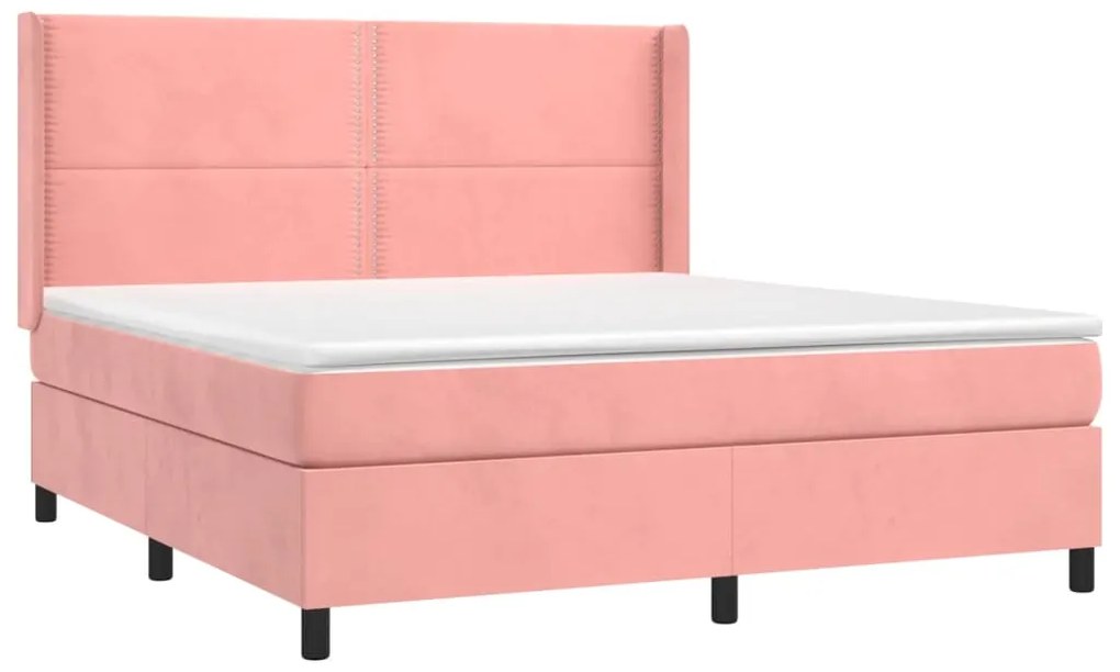 Letto a Molle con Materasso e LED Rosa 180x200 cm in Velluto