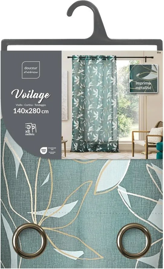 Tenda sottile verde in voile 140x280 cm Elsa – douceur d'intérieur