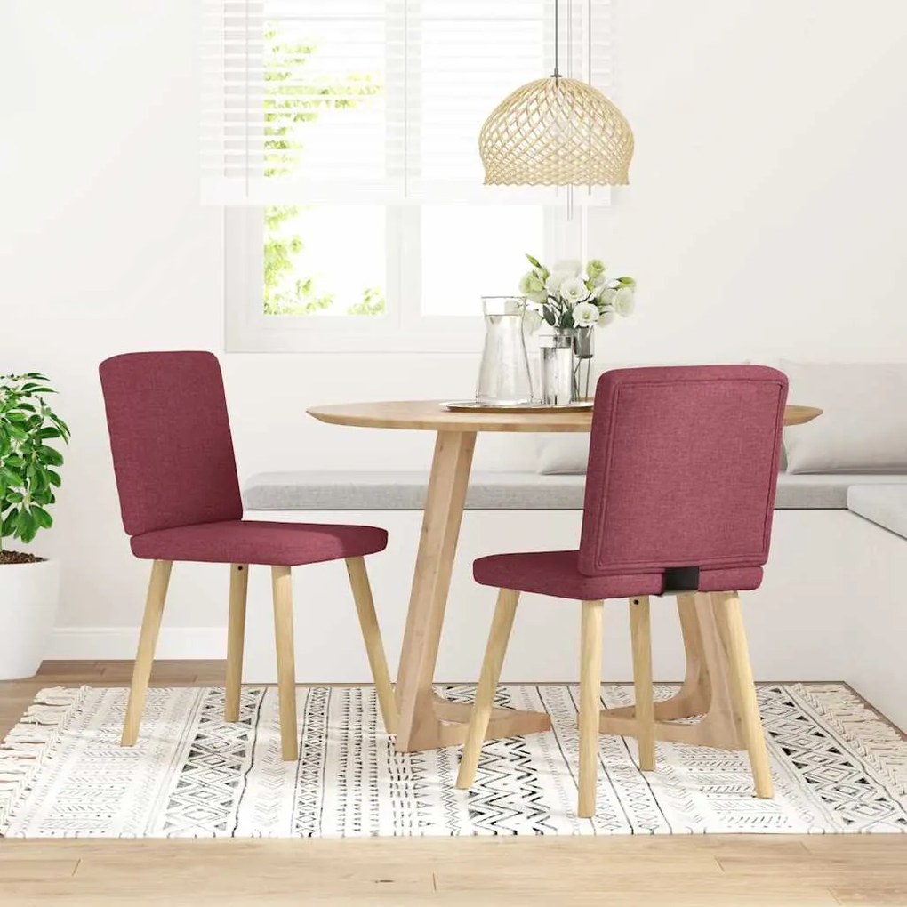Sedie Da Pranzo 2 Pz Rosso Vino İn Tessuto /