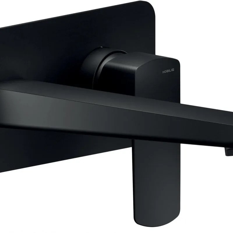 Rubinetto per lavabo ad incasso getto laminare cristallino Acquaviva nero verniciato a polvere opaco NOBILI H 90 cm